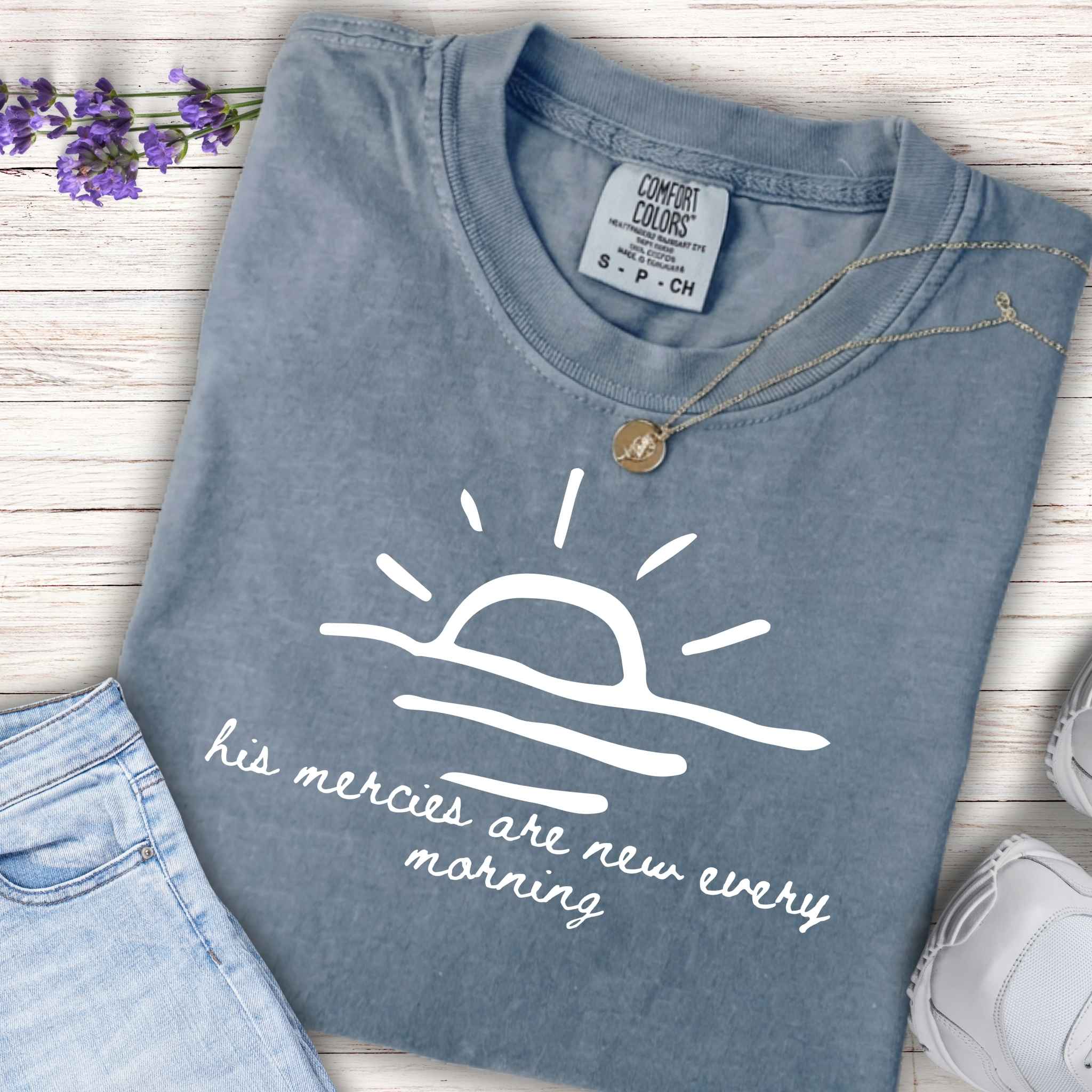 Youth Tee — "His Mercies Are New Every Morning" Sunrise Graphic Kids Shirt
